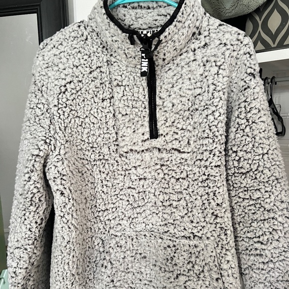 PINK Sherpa Quarter Zip hoodie - Picture 1 of 4